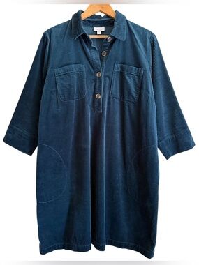 J. JILL Cotton Blend Minimalist Boho Lagenlook Rustic Corduroy Sheath Dress L/P